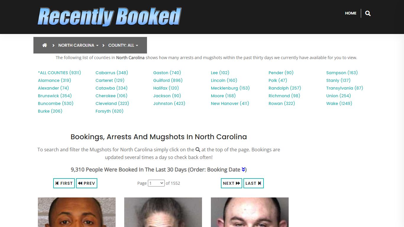 Bookings, Arrests and Mugshots in New Hanover County, North Carolina